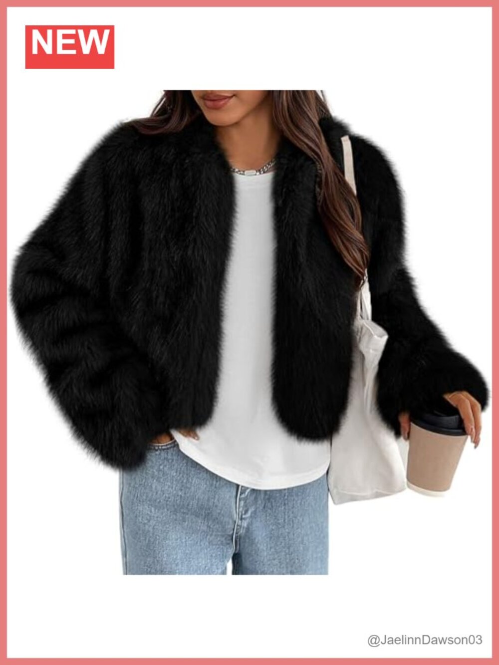 Womens Open Front Faux Fur Coat Long Sleeve Winter Jacket